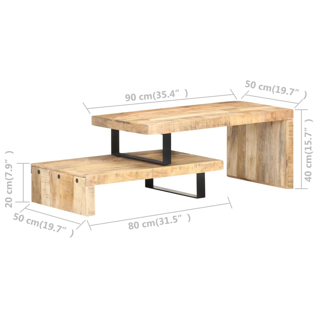 Set Tavolini da Salotto 2 pz in Legno Massello di Mango | homemem39