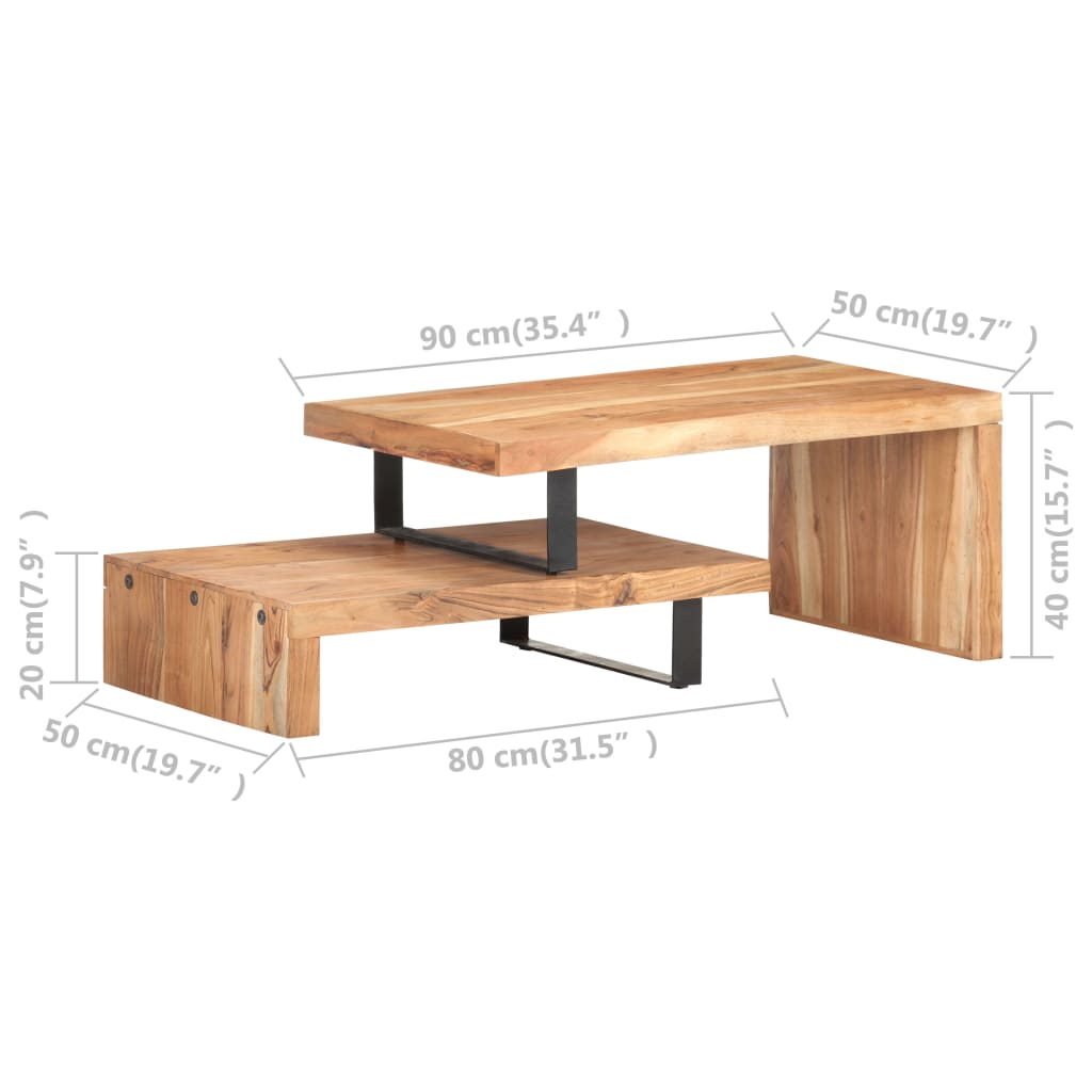 Set Tavolini da Salotto 2 pz in Legno Massello di Acacia | homemem39