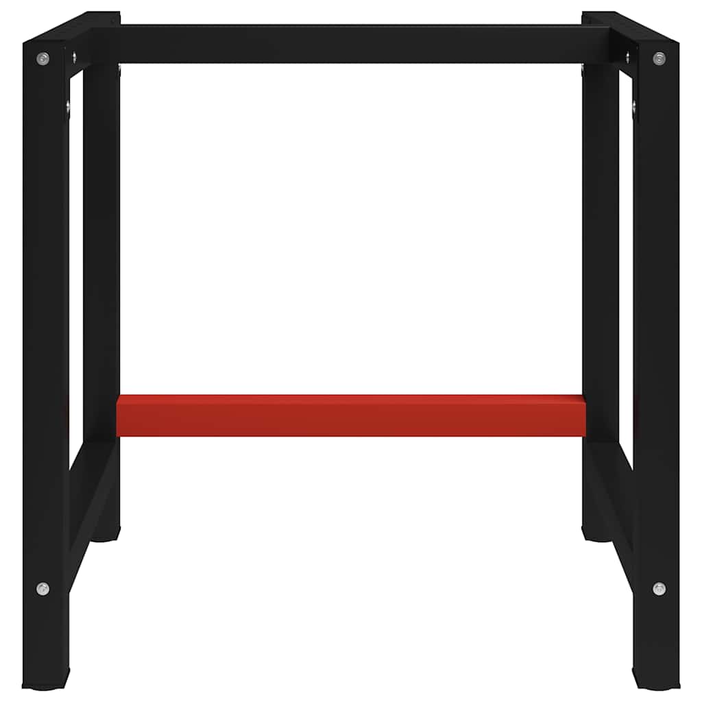 Telaio per Banco da Lavoro in Metallo 80x57x79 cm Nero e Rosso