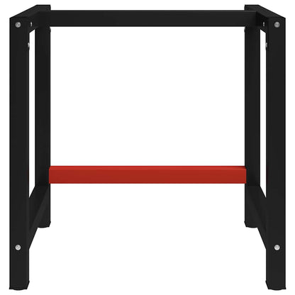 Telaio per Banco da Lavoro in Metallo 80x57x79 cm Nero e Rosso