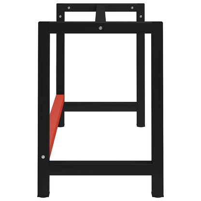 Telaio per Banco da Lavoro in Metallo 120x57x79 cm Nero e Rosso