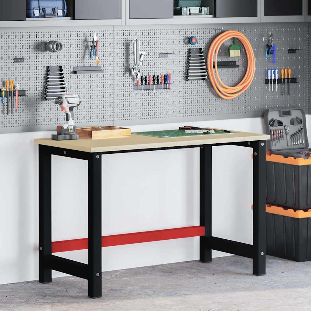 Telaio per Banco da Lavoro in Metallo 120x57x79 cm Nero e Rosso