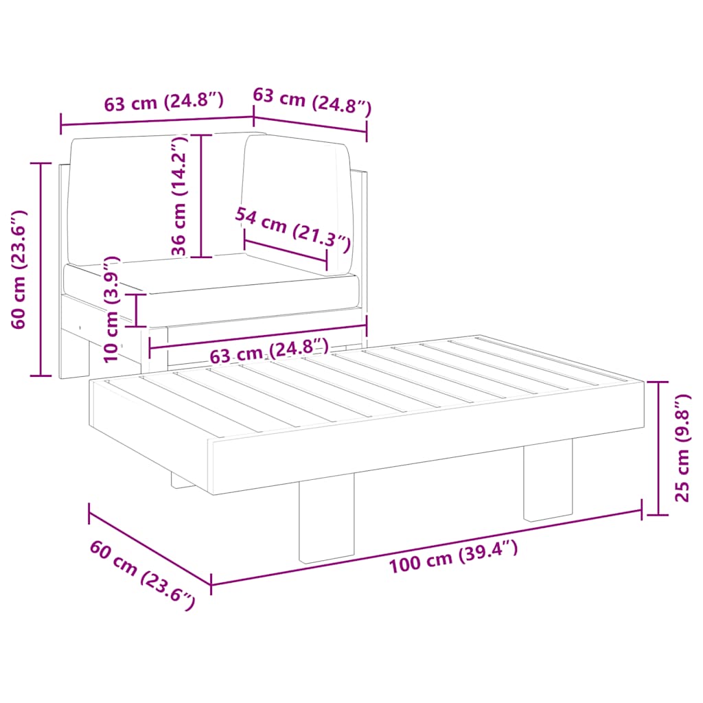 Set Divani Giardino 2 pz Cuscini Bianco Crema in Legno d'Acacia - homemem39