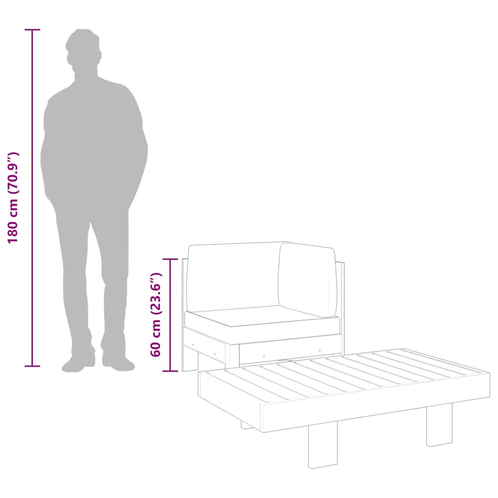 Set Divani Giardino 2 pz Cuscini Bianco Crema in Legno d'Acacia - homemem39