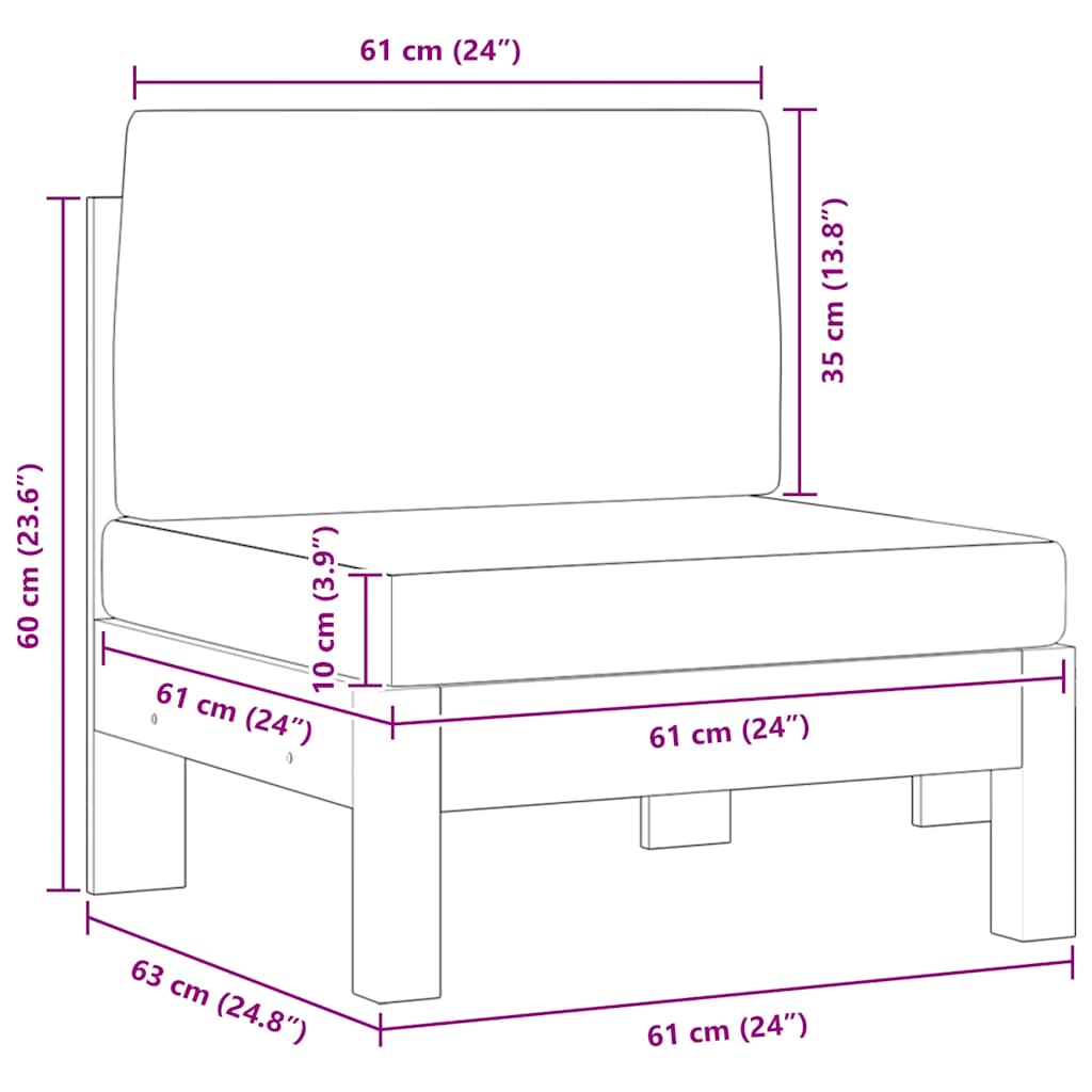 Divani Centrali 2 pz con Cuscini Bianco Crema Massello Acacia - homemem39