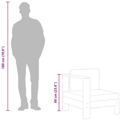 Divano Centrale con 1 Bracciolo Bianco Crema Massello d'Acacia - homemem39