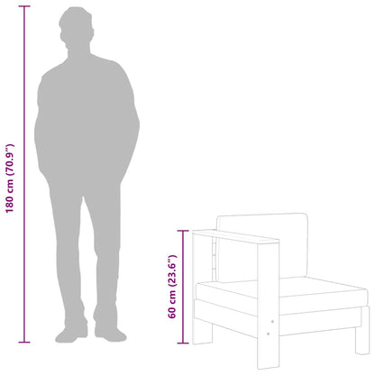 Divano Centrale con 1 Bracciolo Grigio Scuro Massello d'Acacia - homemem39