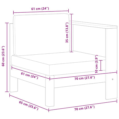 Divano Centrale con 1 Bracciolo Bianco Crema Massello d'Acacia - homemem39
