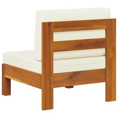 Divano Centrale con Cuscini Bianco Crema in Massello di Acacia - homemem39