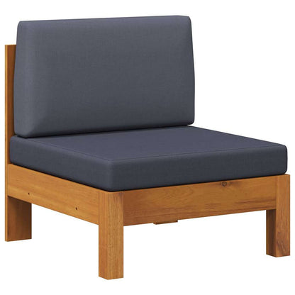 Divano Centrale con Cuscini Grigio Scuro in Massello di Acacia - homemem39