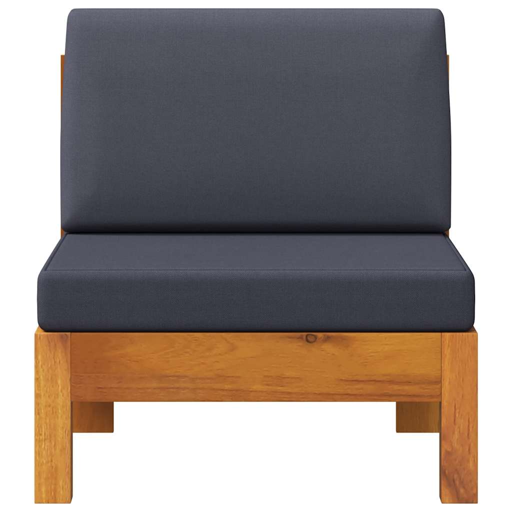 Divano Centrale con Cuscini Grigio Scuro in Massello di Acacia - homemem39