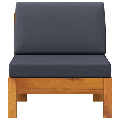 Divano Centrale con Cuscini Grigio Scuro in Massello di Acacia - homemem39