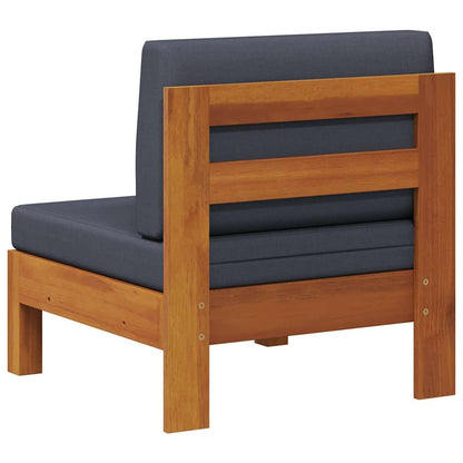 Divano Centrale con Cuscini Grigio Scuro in Massello di Acacia - homemem39