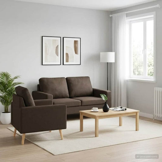 Set Divani 2 pz in Tessuto Marrone