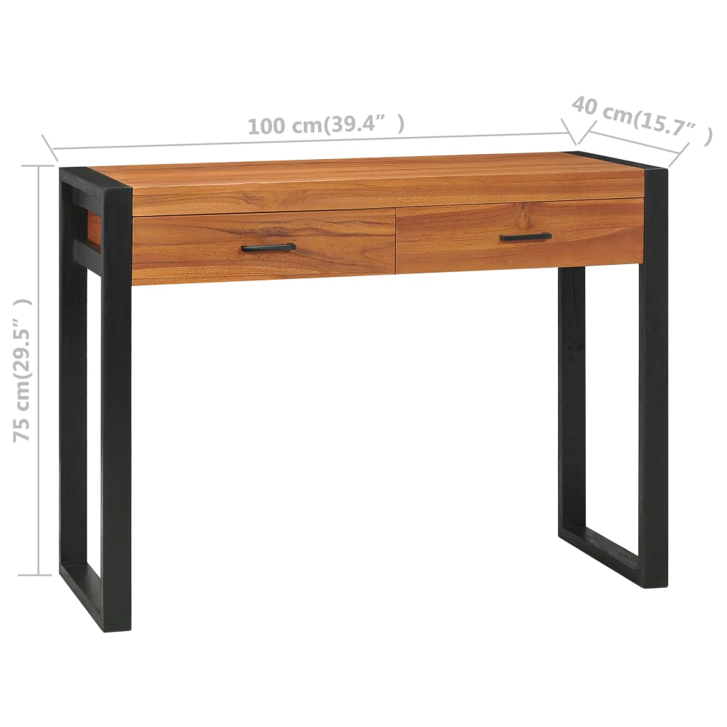 Scrivania con 2 Cassetti 100x40x75 cm in Legno di Teak | homemem39