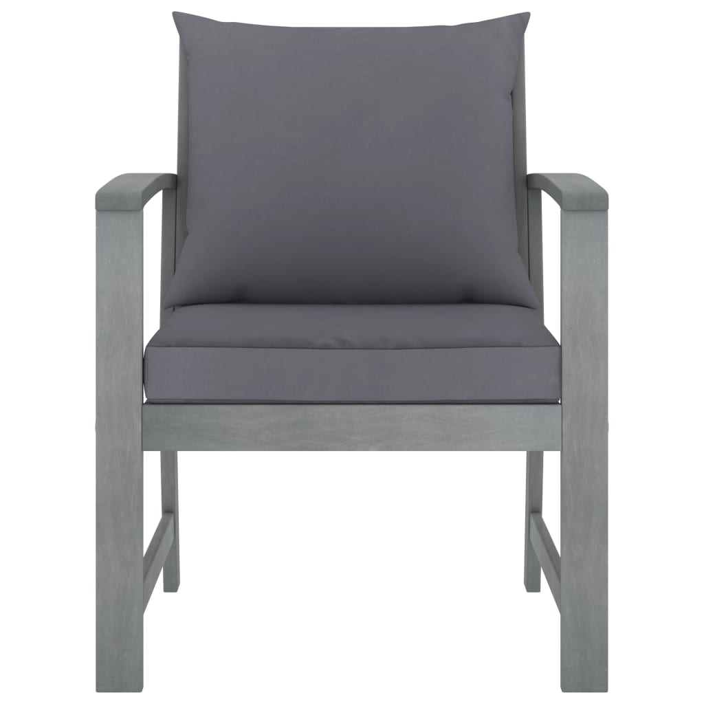 Sedie da Giardino e Cuscini Grigio Scuro 2 pz Massello Acacia | homemem39
