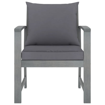 Sedie da Giardino e Cuscini Grigio Scuro 2 pz Massello Acacia | homemem39