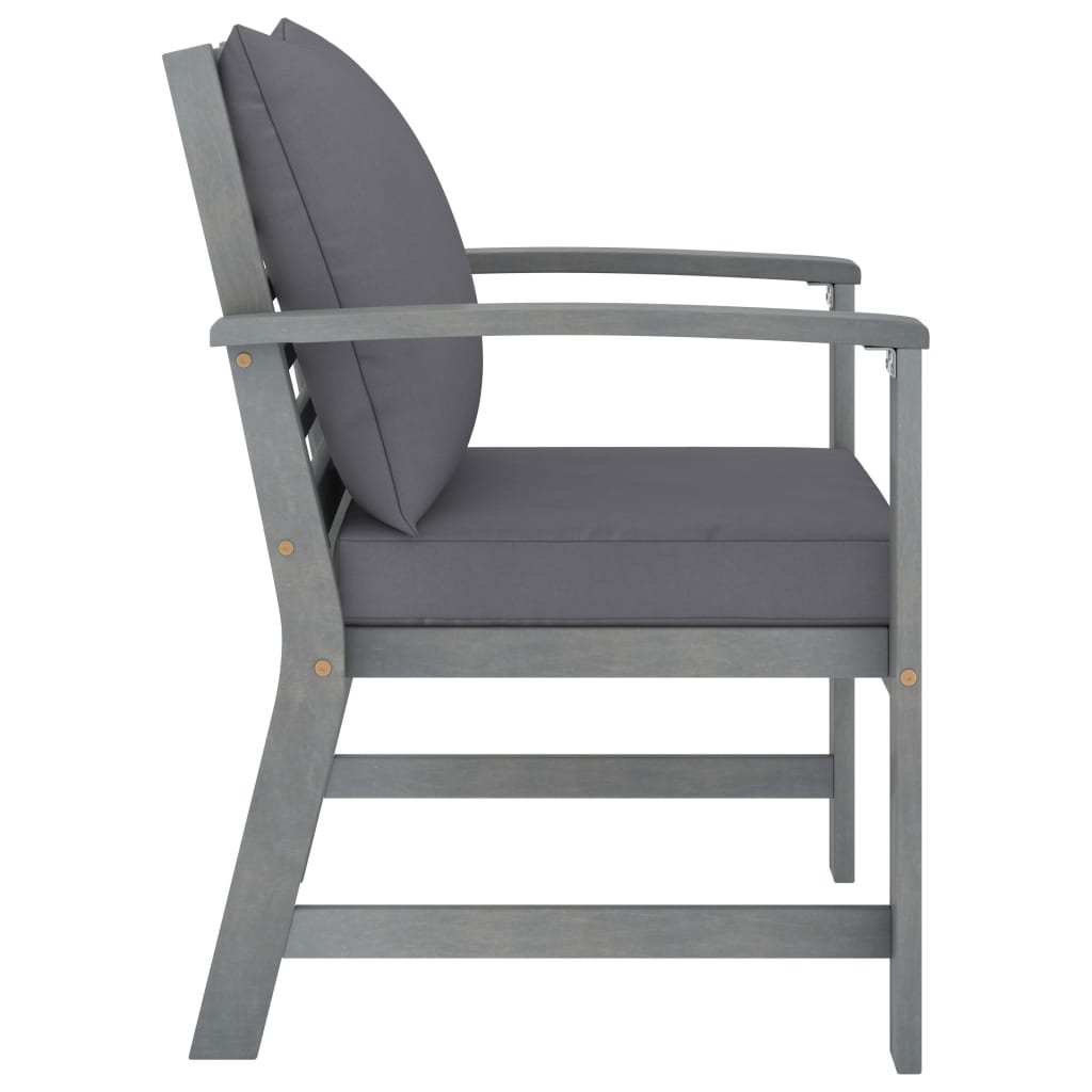 Sedie da Giardino e Cuscini Grigio Scuro 2 pz Massello Acacia | homemem39