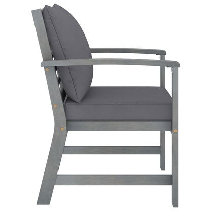 Sedie da Giardino e Cuscini Grigio Scuro 2 pz Massello Acacia | homemem39