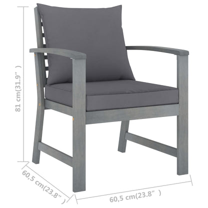 Sedie da Giardino e Cuscini Grigio Scuro 2 pz Massello Acacia | homemem39