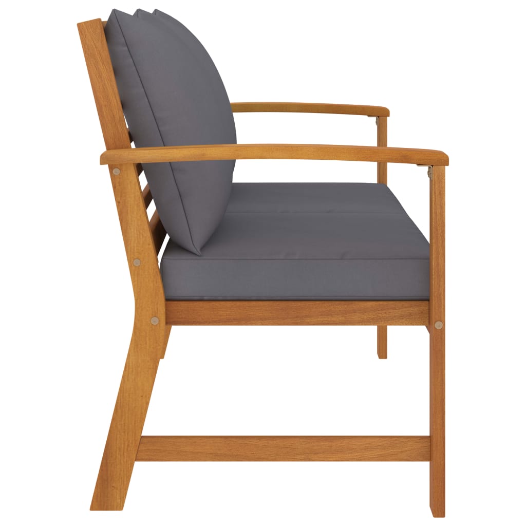Panca da Giardino 120 cm Cuscino Grigio Scuro Legno di Acacia - homemem39