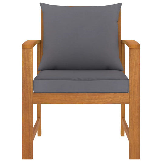 Sedie da Giardino e Cuscini Grigio Scuro 2 pz Massello Acacia | homemem39