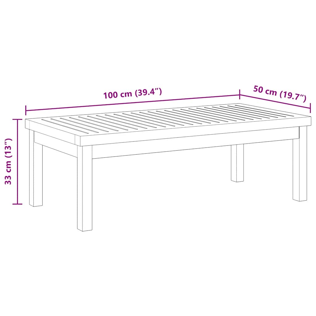 Tavolino da Salotto 100x50x33 cm in Legno Massello di Acacia | homemem39