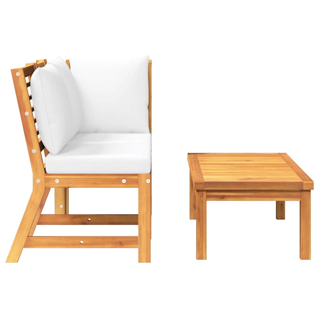 Set Divani da Giardino 3 pz con Cuscini Crema in Legno Acacia - homemem39