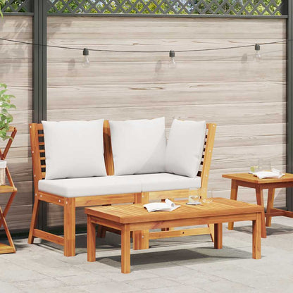 Set Divani da Giardino 3 pz con Cuscini Crema in Legno Acacia - homemem39