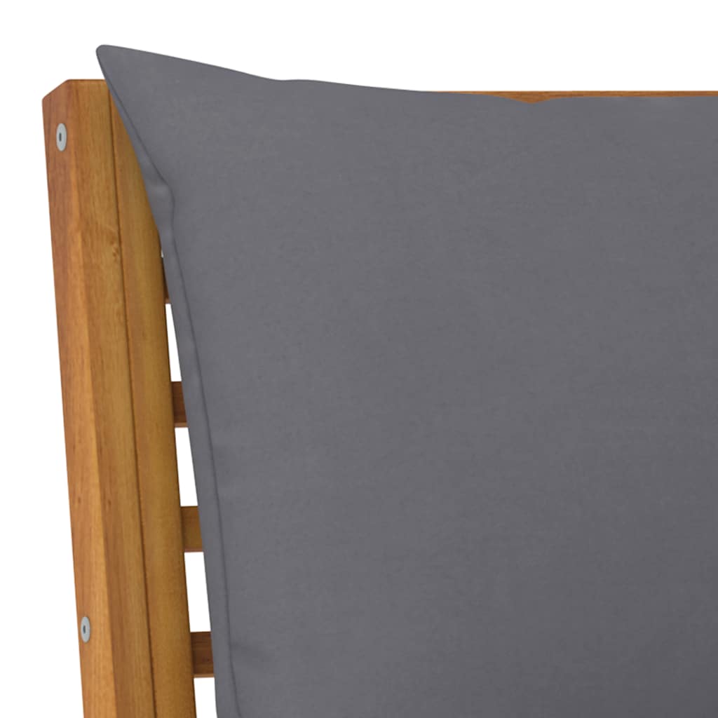 Set Divani Giardino 3pz Cuscini Grigio Scuro Acacia Massello - homemem39