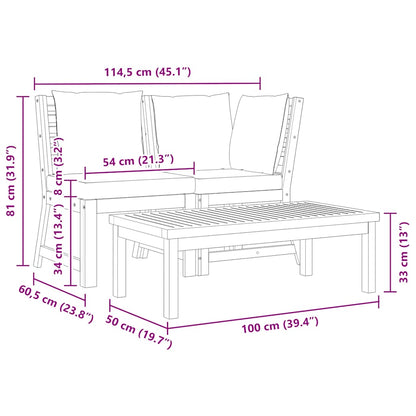 Set Divani Giardino 3pz Cuscini Grigio Scuro Acacia Massello - homemem39