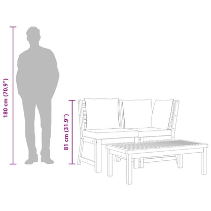 Set Divani Giardino 3pz Cuscini Grigio Scuro Acacia Massello - homemem39