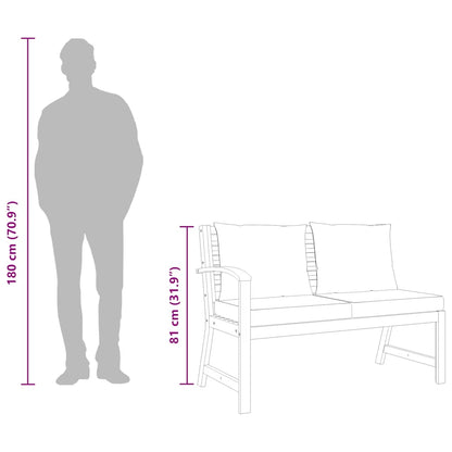Panca da Giardino 114,5cm con Cuscino Grigio Massello di Acacia - homemem39