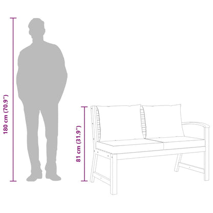 Panca da Giardino 114,5cm con Cuscino Grigio Massello di Acacia - homemem39