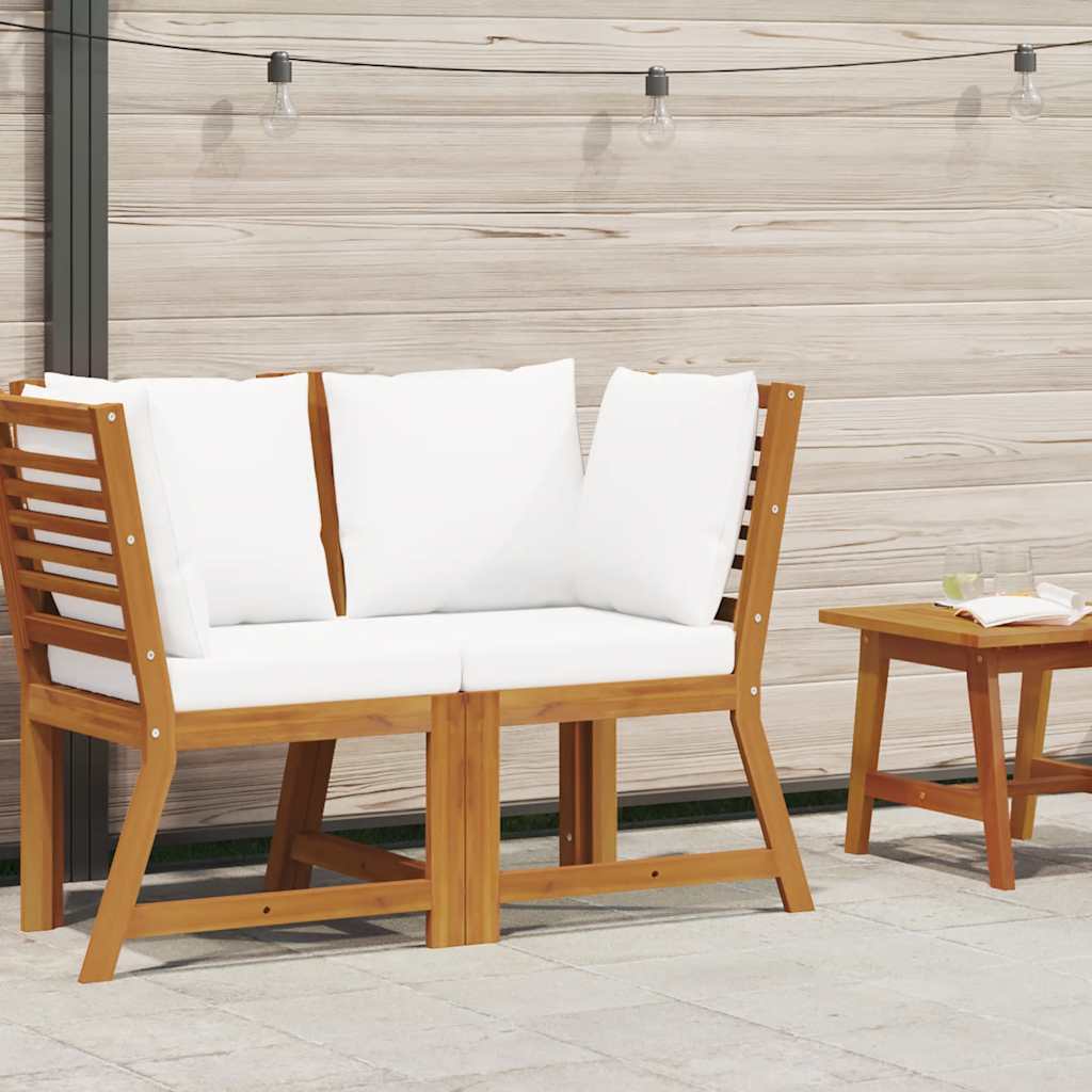 Divano Angolare Modulare Cuscini Crema in Massello di Acacia - homemem39