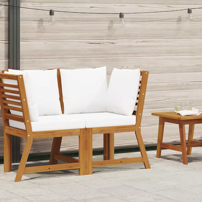 Divano Angolare Modulare Cuscini Crema in Massello di Acacia - homemem39