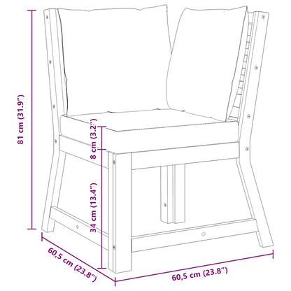 Divano Angolare Modulare Cuscini Crema in Massello di Acacia - homemem39