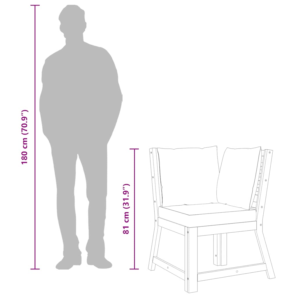 Divano Angolare Modulare Cuscini Grigio Scuro Massello Acacia - homemem39