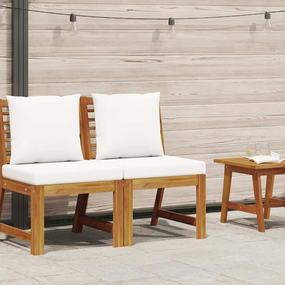 Divano Centrale Modulare con Cuscini Crema in Massello Acacia | homemem39