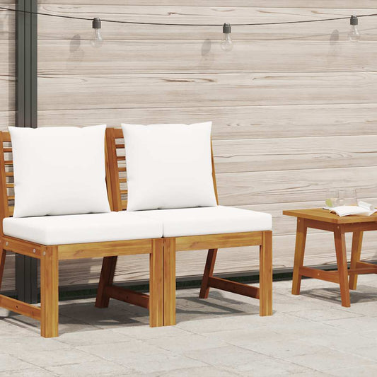 Divano Centrale Modulare con Cuscini Crema in Massello Acacia | homemem39