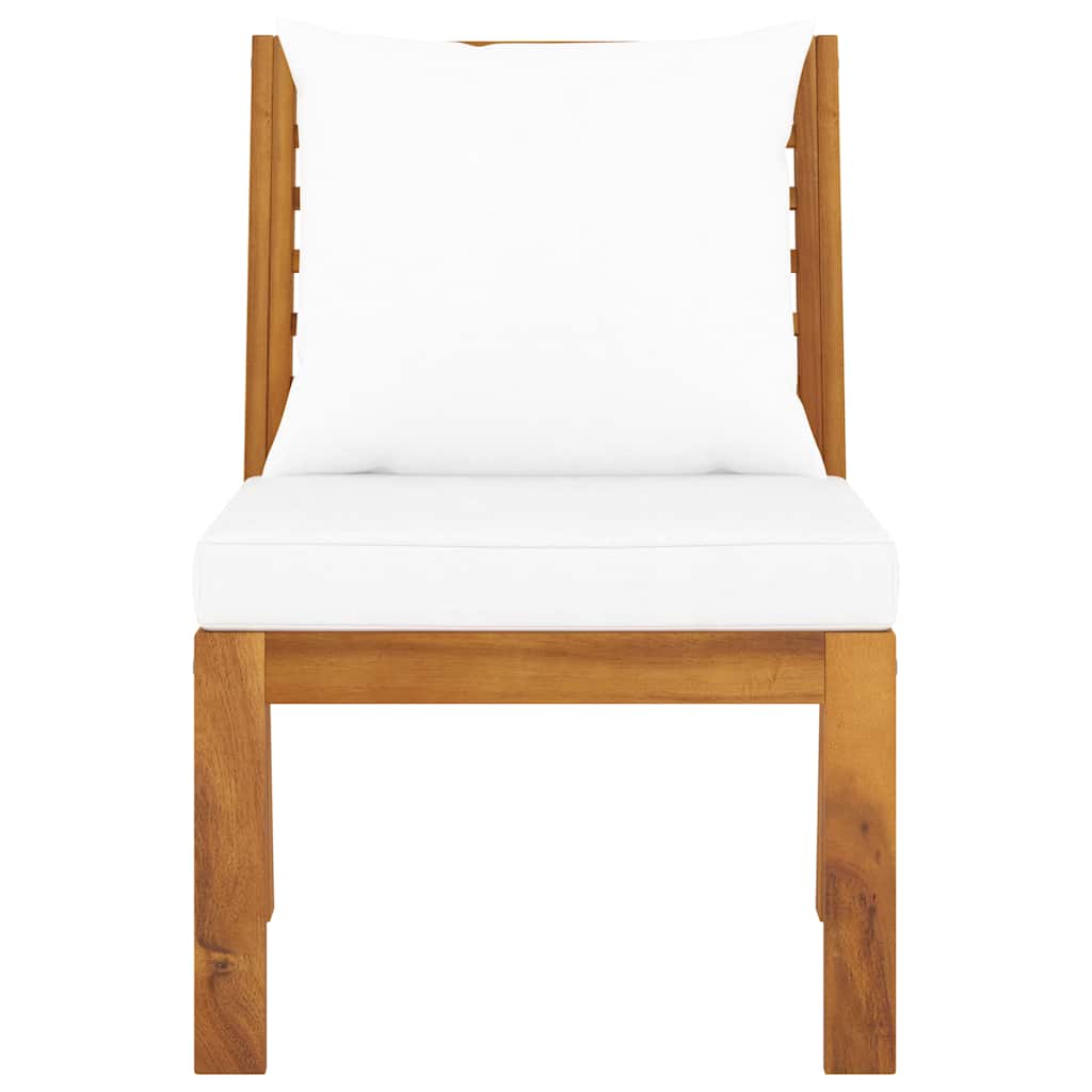 Divano Centrale Modulare con Cuscini Crema in Massello Acacia | homemem39
