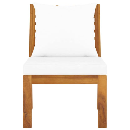 Divano Centrale Modulare con Cuscini Crema in Massello Acacia | homemem39