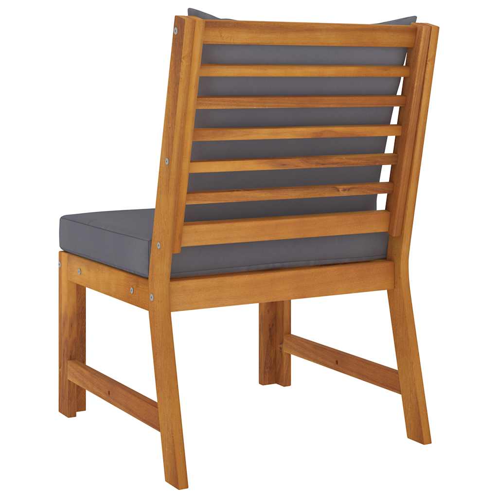 Divano Centrale Modulare Cuscini Grigio Scuro Massello Acacia | homemem39