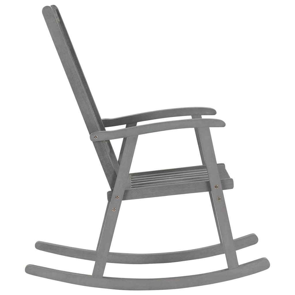 Sedia a Dondolo Grigia in Legno Massello di Acacia | homemem39