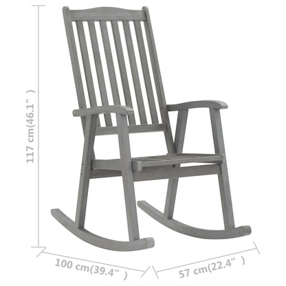 Sedia a Dondolo Grigia in Legno Massello di Acacia | homemem39