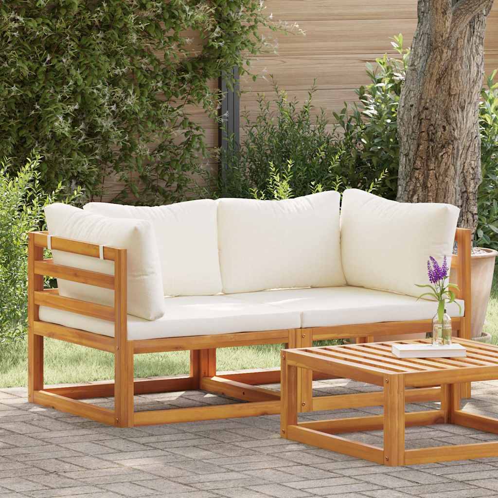 Divani Modulari Angolari 2 pz con Cuscino Bianco Crema | homemem39