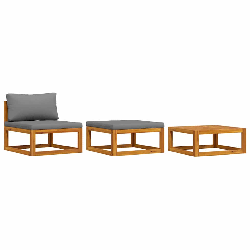 Set Divani da Giardino 3 pz con Cuscini in Massello di Acacia | homemem39