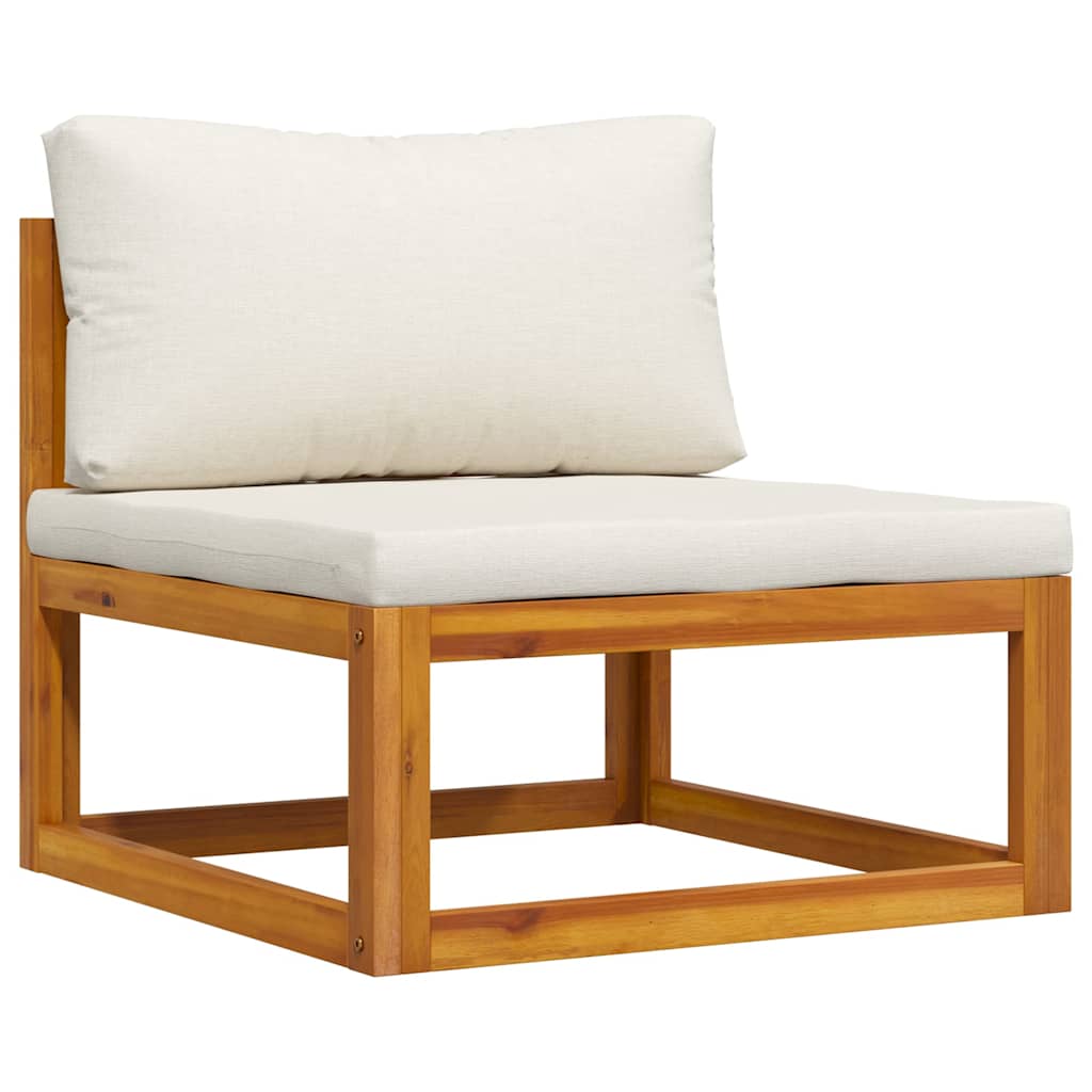 Set Divani da Giardino 3 pz con Cuscini Crema in Legno Acacia | homemem39