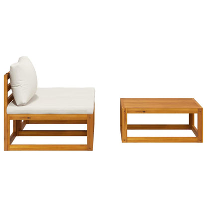 Set Divani da Giardino 3 pz con Cuscini Crema in Legno Acacia | homemem39