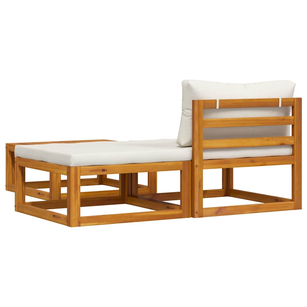 Set Divani da Giardino 3 pz con Cuscini Crema in Legno Acacia | homemem39